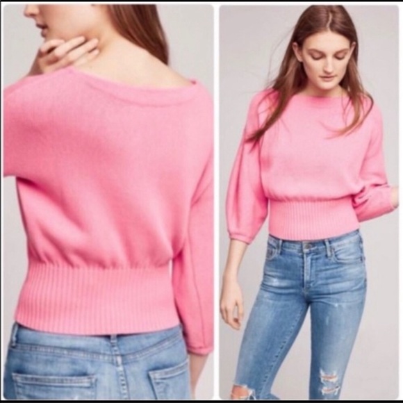 Anthropologie Sweaters - Anthropologie Knitted Knotted Pink Sweater Size M